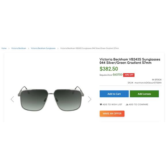 VICTORIA BECKHAM NEW Coin-Edge Navigator Sunglasses, Full Inclusion, Silver main image 5